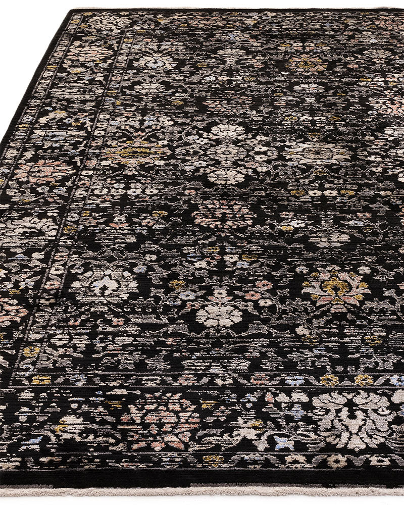 SOVEREIGN 01 BLACK VINTAGE FLORAL TRADITIONAL STYLE RUG