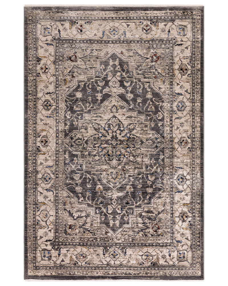 SOVEREIGN 05 CHARLCOAL MEDALLION VINTAGE TRADITIONAL STYLE RUG
