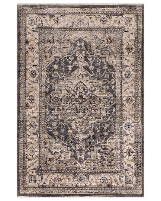 SOVEREIGN 05 CHARLCOAL MEDALLION VINTAGE TRADITIONAL STYLE RUG