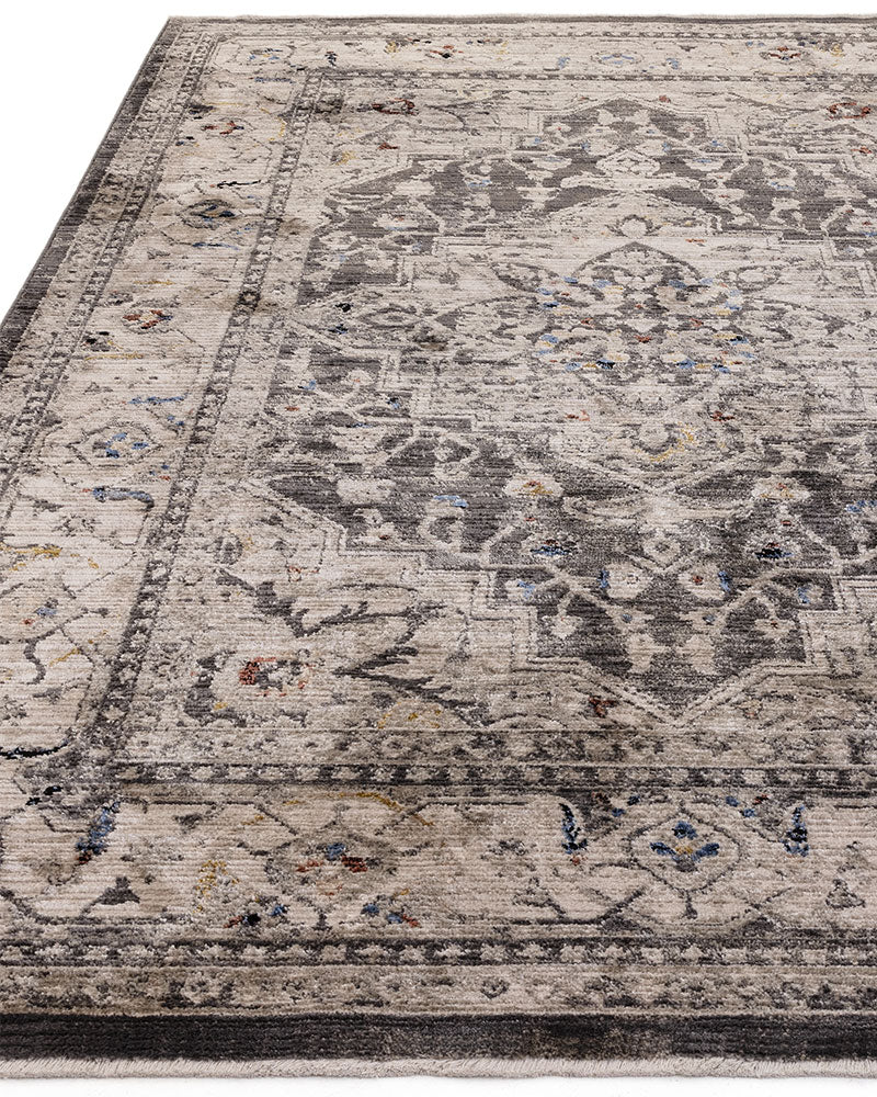 SOVEREIGN 05 CHARLCOAL MEDALLION VINTAGE TRADITIONAL STYLE RUG