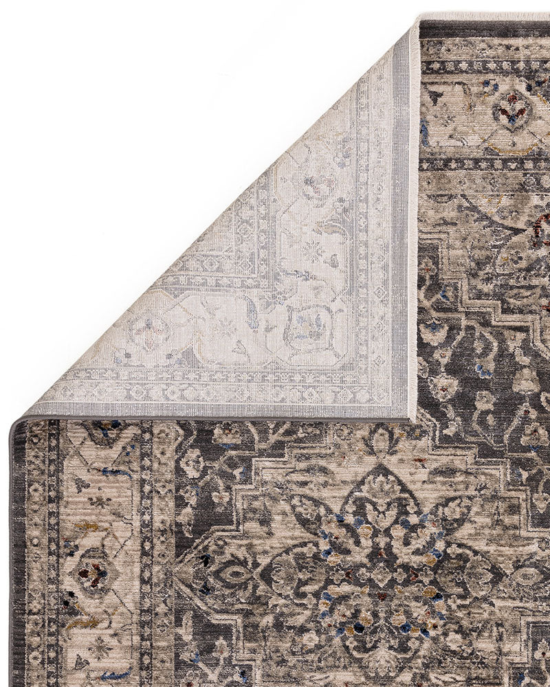 SOVEREIGN 05 CHARLCOAL MEDALLION VINTAGE TRADITIONAL STYLE RUG