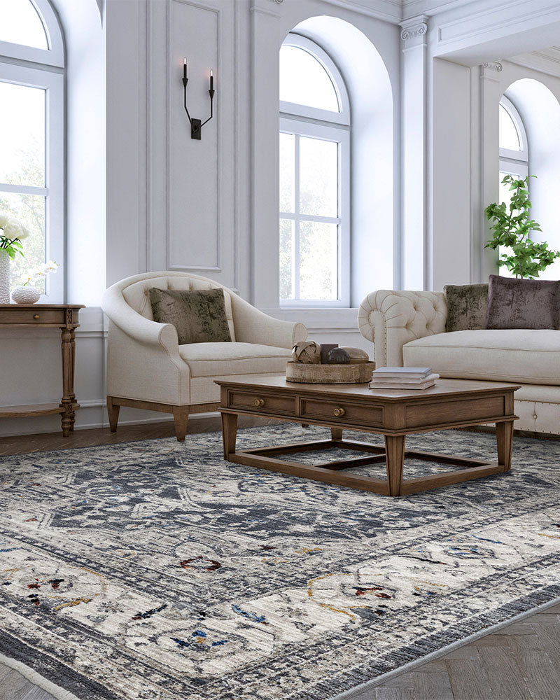 SOVEREIGN 05 CHARLCOAL MEDALLION VINTAGE TRADITIONAL STYLE RUG