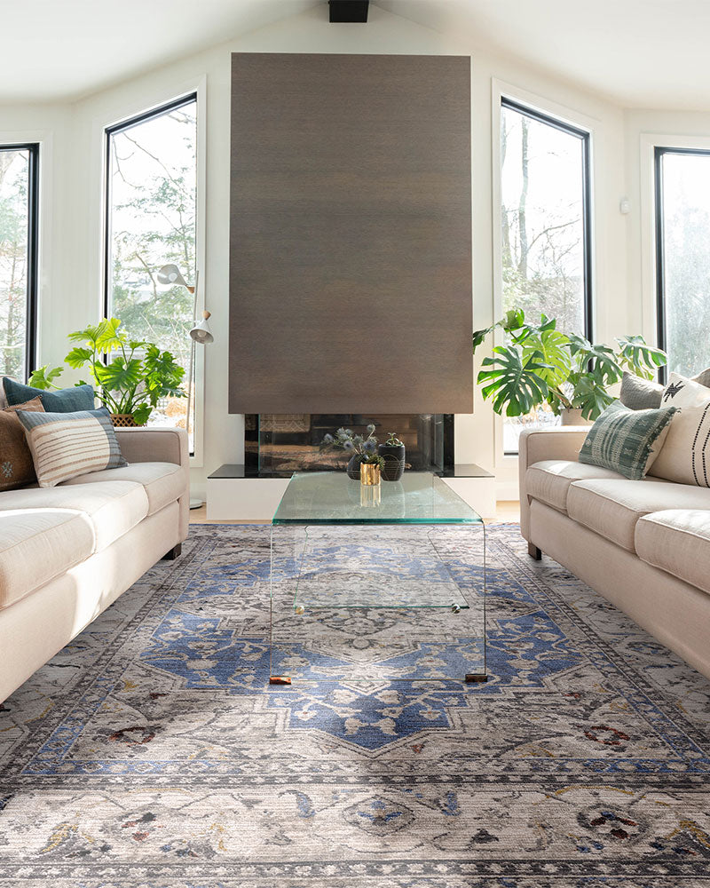 SOVEREIGN 07 BLUE MEDALLION VINTAGE TRADITIONAL STYLE RUG