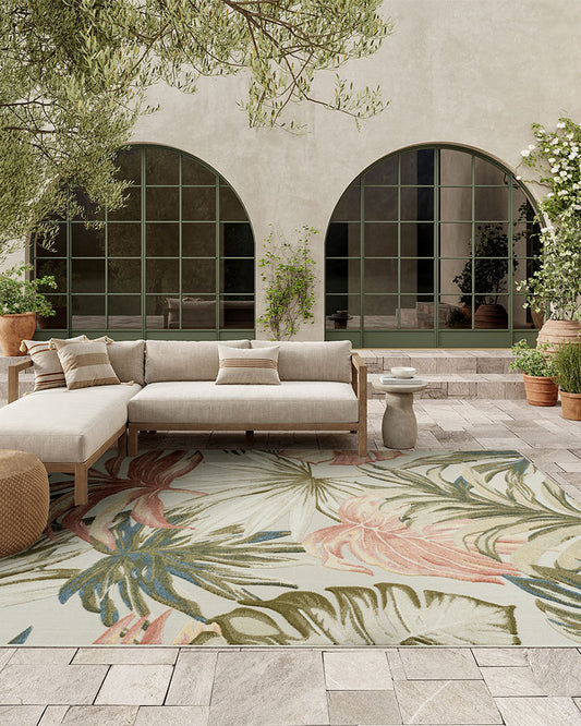 ALOHA ALH43 IVGRN IVORY GREEN INDOOR OUTDOOR RUG