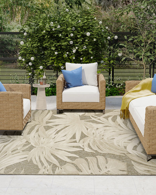 ALOHA ALH43 IVSAG IVORY SAGE GREEN INDOOR OUTDOOR RUG
