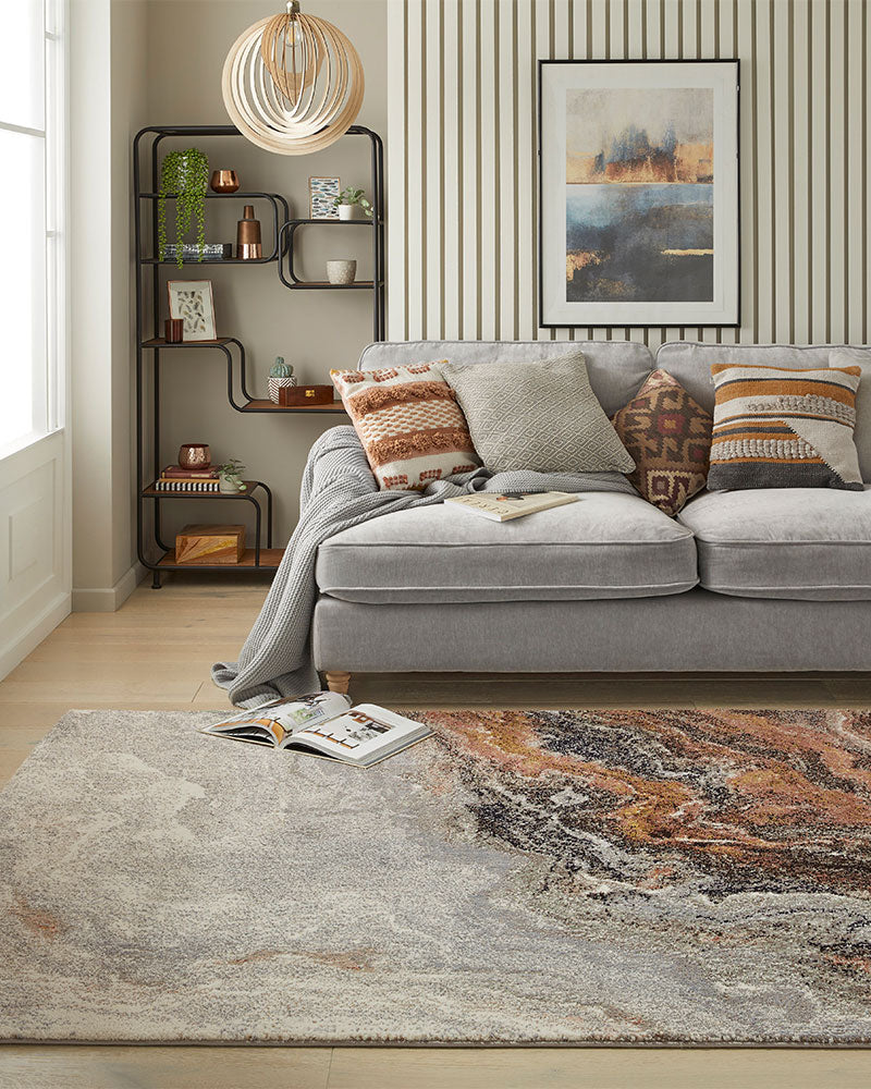 AMARA AMA101 IVORY GREY TAUPE ABSTRACT RUG