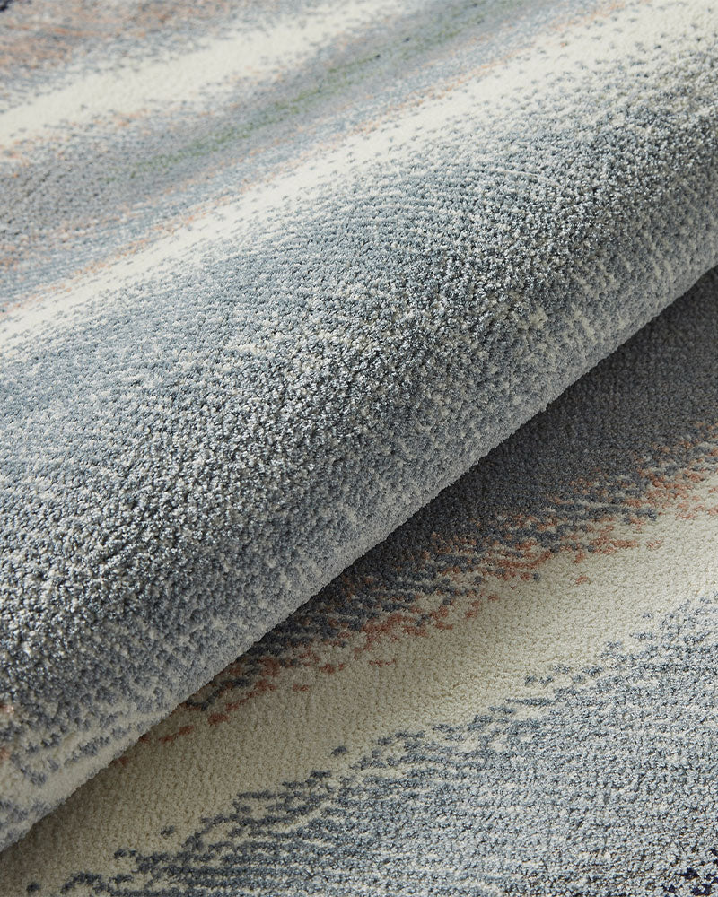 AMARA AMA106 IVORY GREY BLUE ABSTRACT RUG