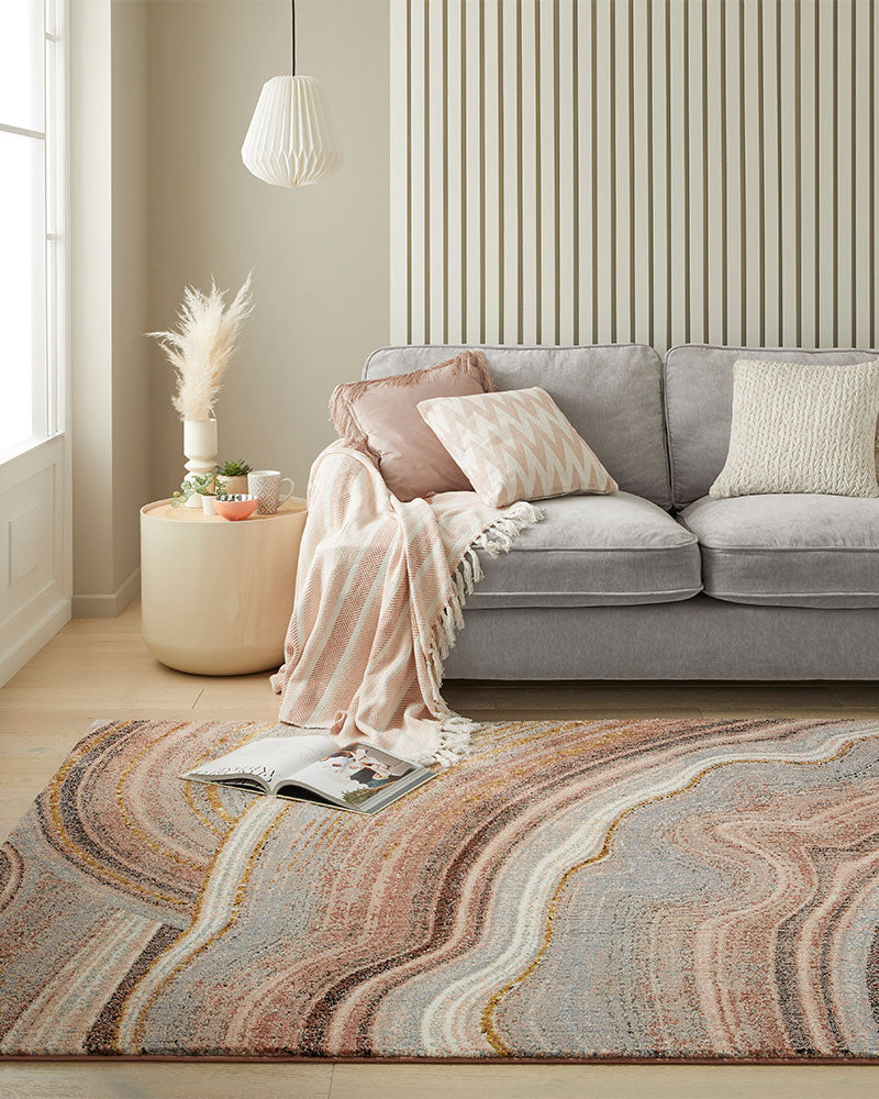 AMARA AMA108 BLUSH GREY ABSTRACT RUG