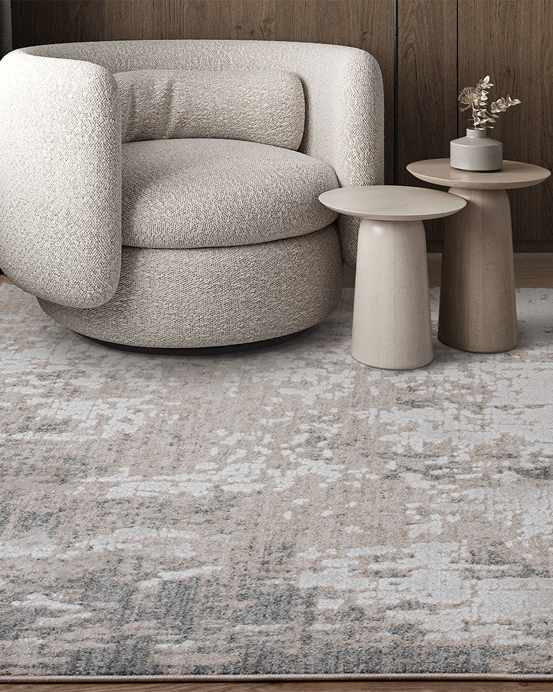 ANDERS AN01 GREY BEIGE ABSTRACT MODERN RUG