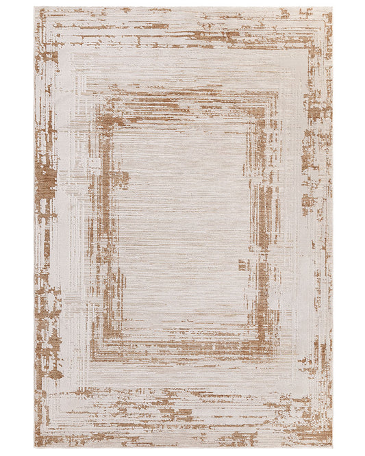 ANDERS AN05 TERRACOTTA ABSTRACT BORDER MODERN RUG