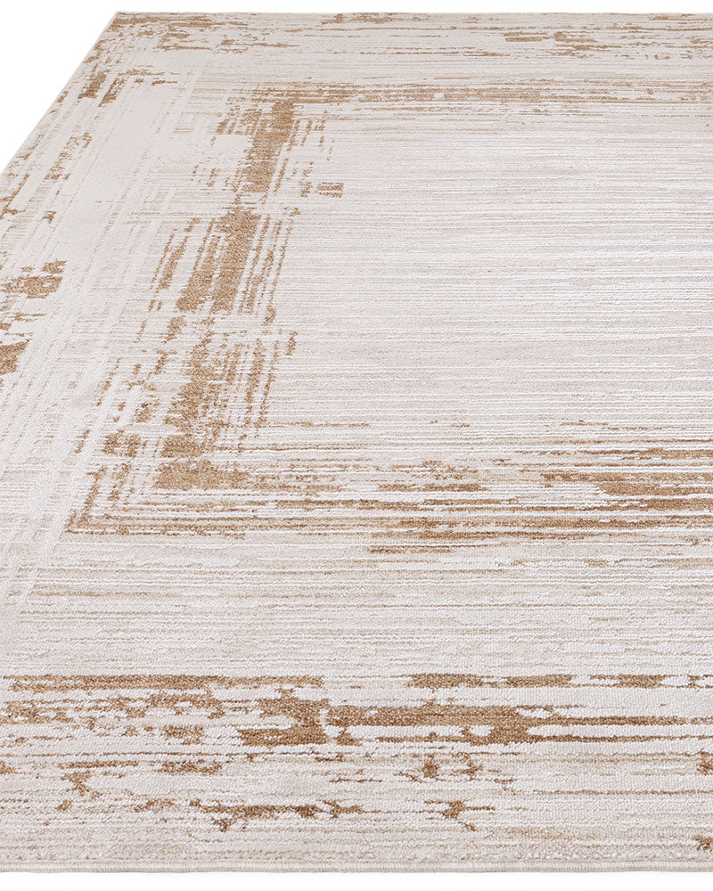 ANDERS AN05 TERRACOTTA ABSTRACT BORDER MODERN RUG