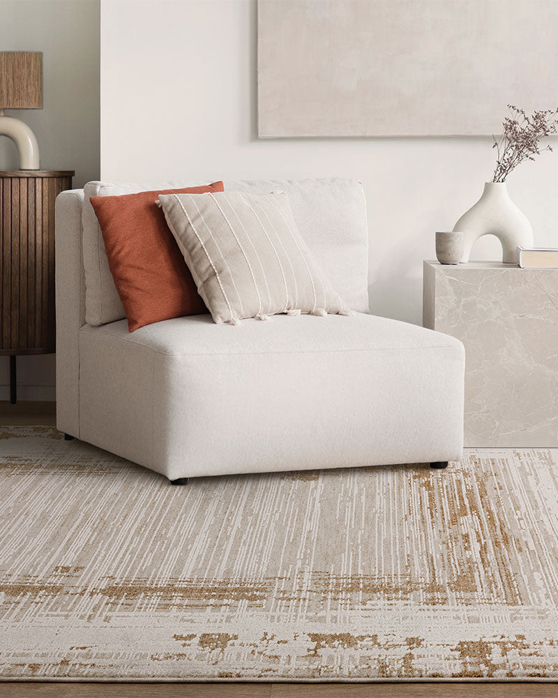 ANDERS AN05 TERRACOTTA ABSTRACT BORDER MODERN RUG