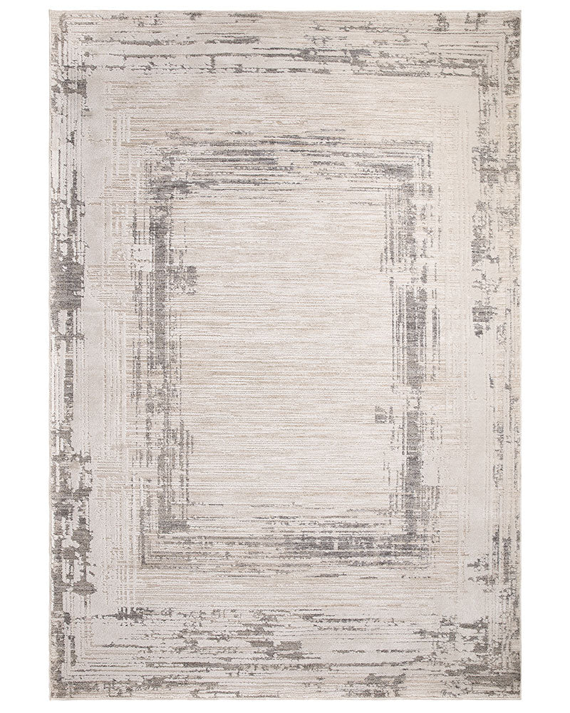 ANDERS AN06 GREY ABSTRACT BORDER MODERN RUG