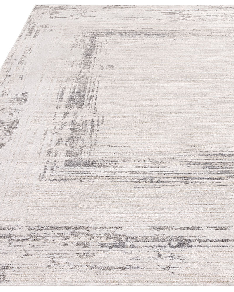 ANDERS AN06 GREY ABSTRACT BORDER MODERN RUG