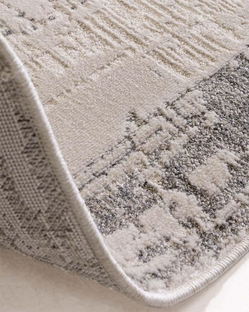 ANDERS AN06 GREY ABSTRACT BORDER MODERN RUG
