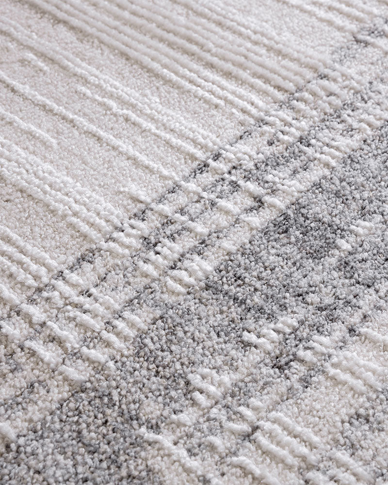 ANDERS AN06 GREY ABSTRACT BORDER MODERN RUG