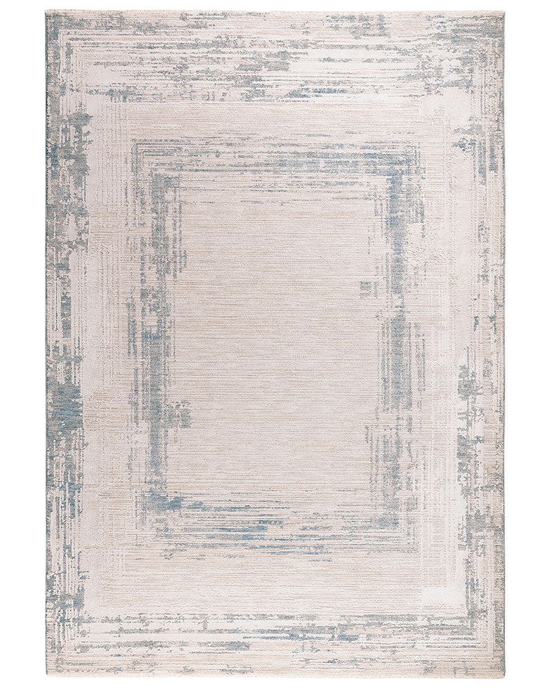 ANDERS AN07 BLUE ABSTRACT BORDER MODERN RUG