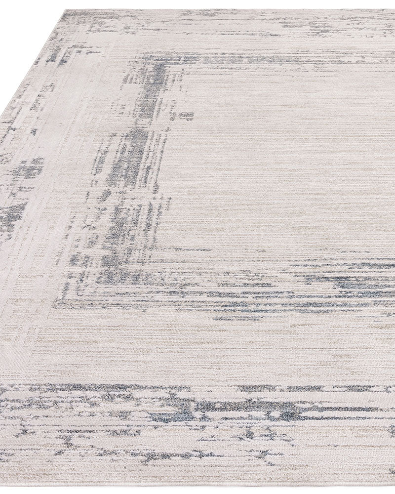 ANDERS AN07 BLUE ABSTRACT BORDER MODERN RUG
