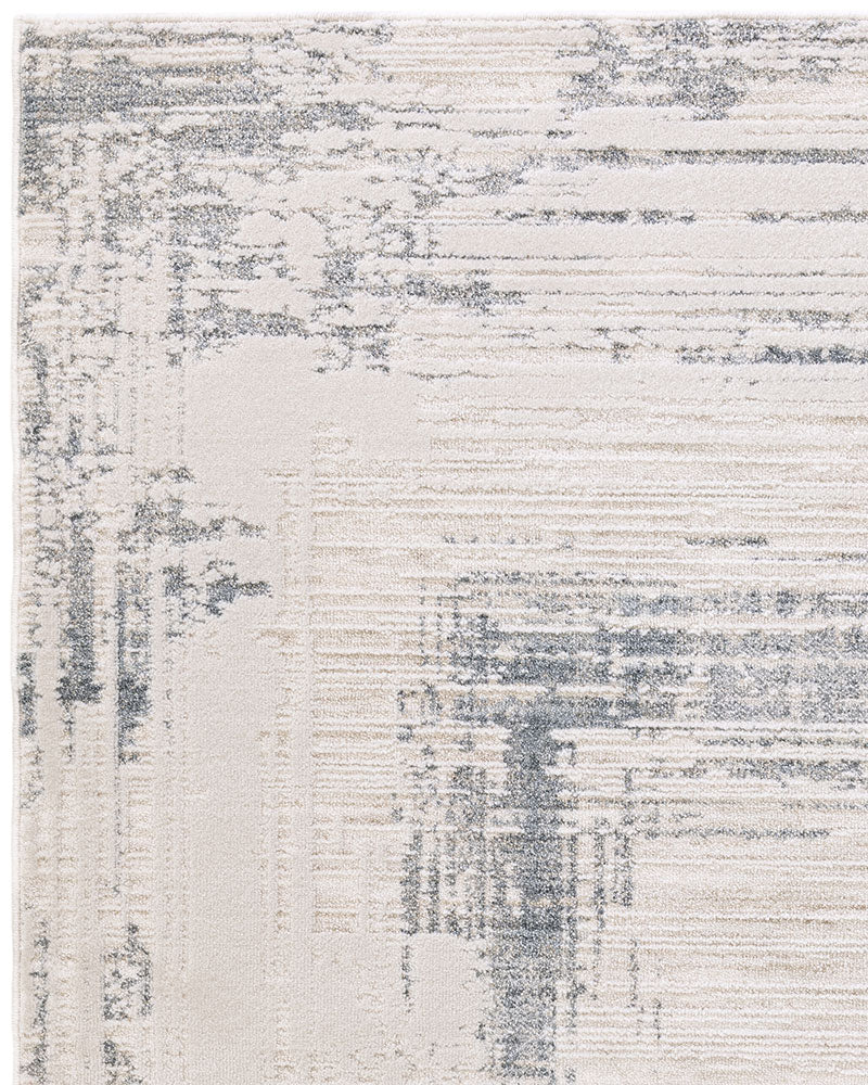 ANDERS AN07 BLUE ABSTRACT BORDER MODERN RUG