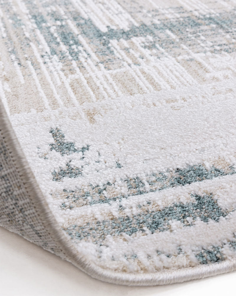 ANDERS AN07 BLUE ABSTRACT BORDER MODERN RUG