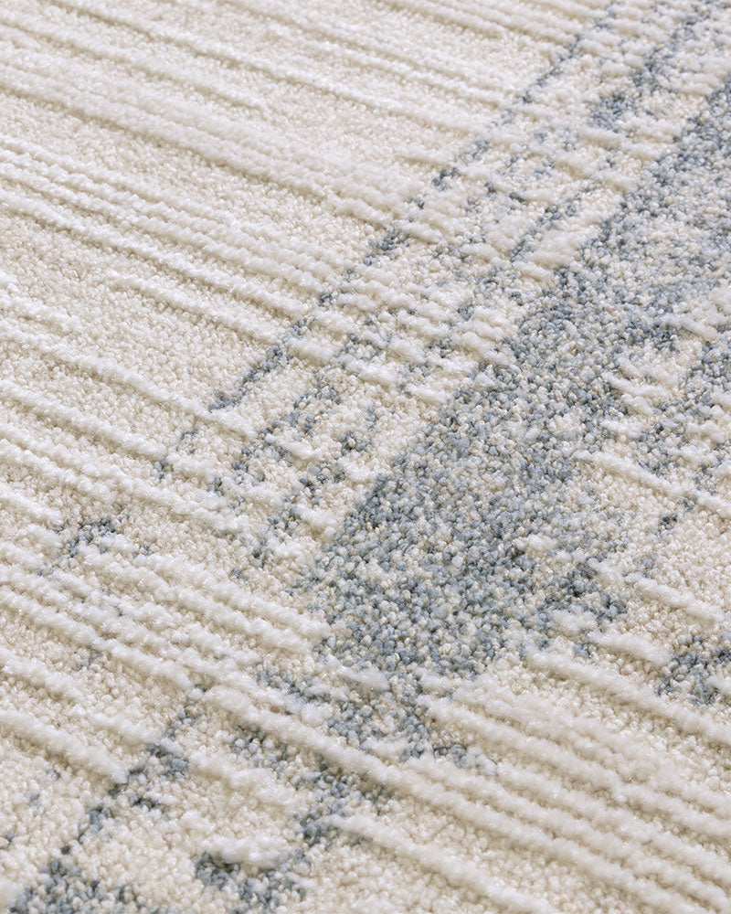ANDERS AN07 BLUE ABSTRACT BORDER MODERN RUG