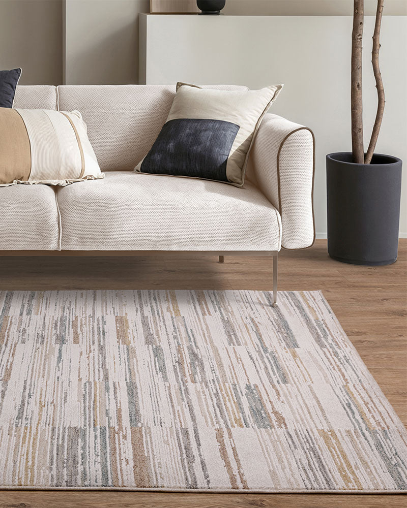 ANDERS AN09 GREY MULTI STRIPE MODERN RUG