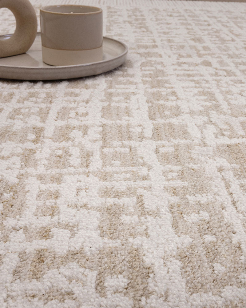 ANDERS AN10 BEIGE ABSTRACT BORDER MODERN RUG