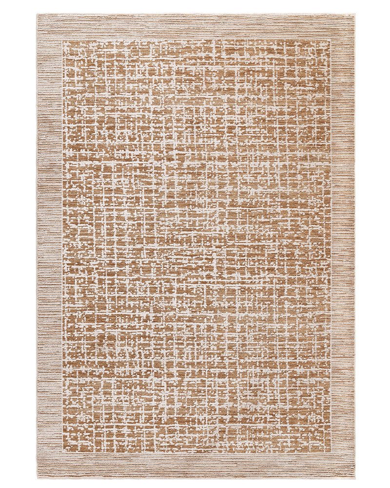 ANDERS AN11 TERRACOTTA ABSTRACT BORDER MODERN RUG