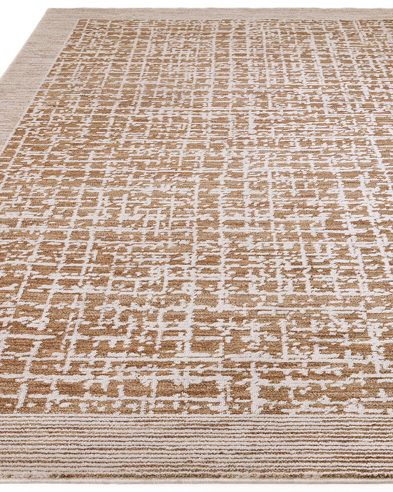 ANDERS AN11 TERRACOTTA ABSTRACT BORDER MODERN RUG