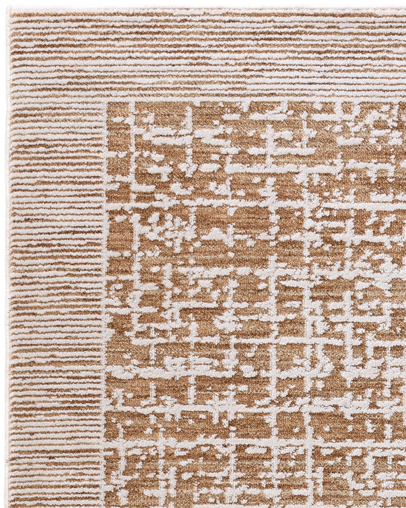 ANDERS AN11 TERRACOTTA ABSTRACT BORDER MODERN RUG