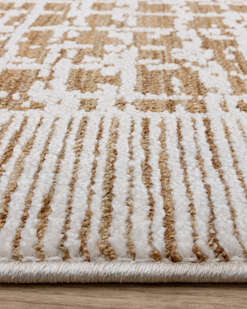 ANDERS AN11 TERRACOTTA ABSTRACT BORDER MODERN RUG