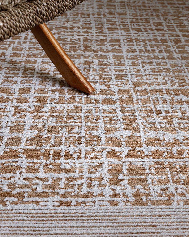 ANDERS AN11 TERRACOTTA ABSTRACT BORDER MODERN RUG