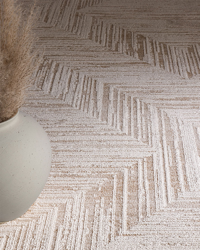 ANDERS AN12 BEIGE CHEVRON MODERN RUG