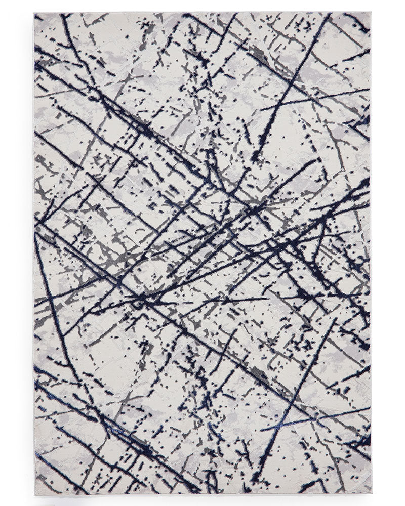 ARTEMIS B8403 BLUE SILVER METALLIC ABSTRACT RUG