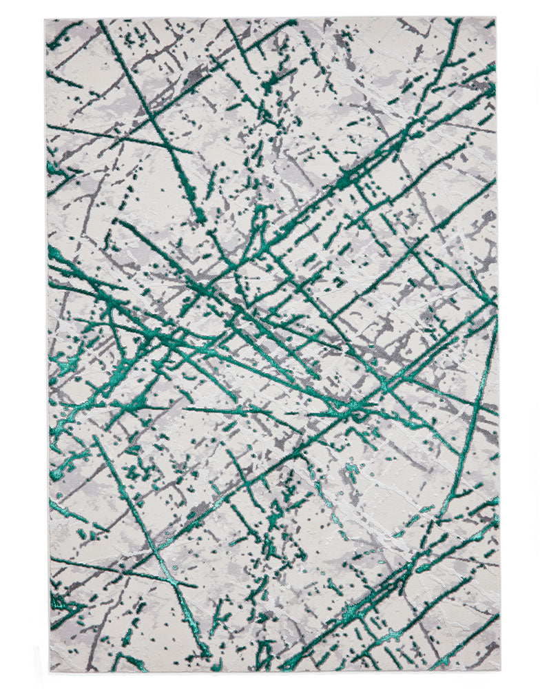 ARTEMIS B8403 GREEN SILVER METALLIC ABSTRACT RUG