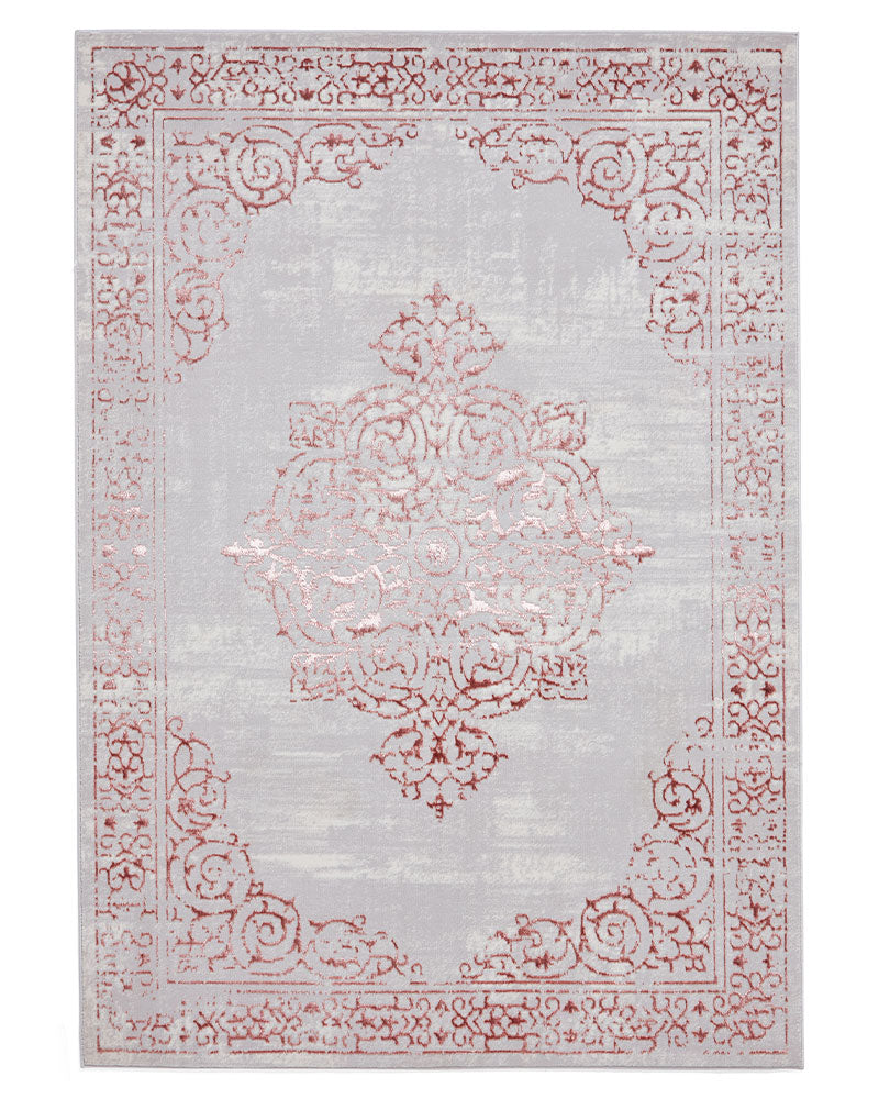 ARTEMIS B9076A PINK SILVER METALLIC VINTAGE STYLE RUG