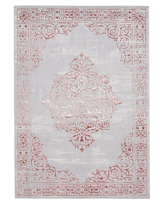 ARTEMIS B9076A PINK SILVER METALLIC VINTAGE STYLE RUG