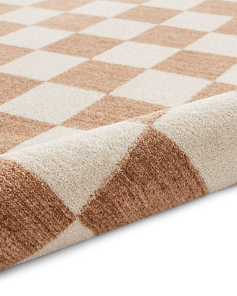 BALTIMORE BEIGE 66618 MODERN CHECKERBOARD RUG