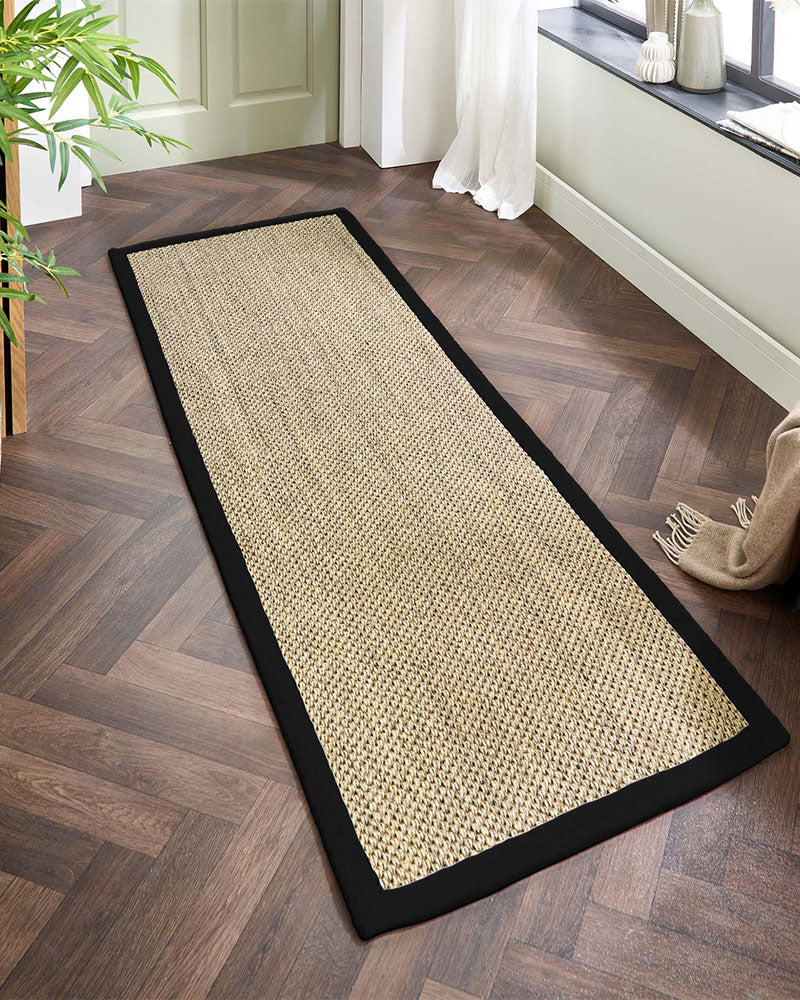 ORIGINS SISAL NATURAL LIGHT BEIGE WITH BLACK BORDER RUG RUNNER
