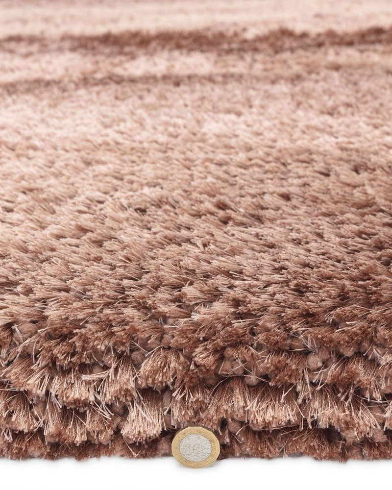 PLUSH LUXURY ULTRA THICK SHAGGY BLUSH ROUND RUG
