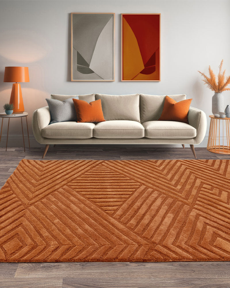 HAGUE DESERT TERRACOTTA HAND TUFTED 100% WOOL RUG