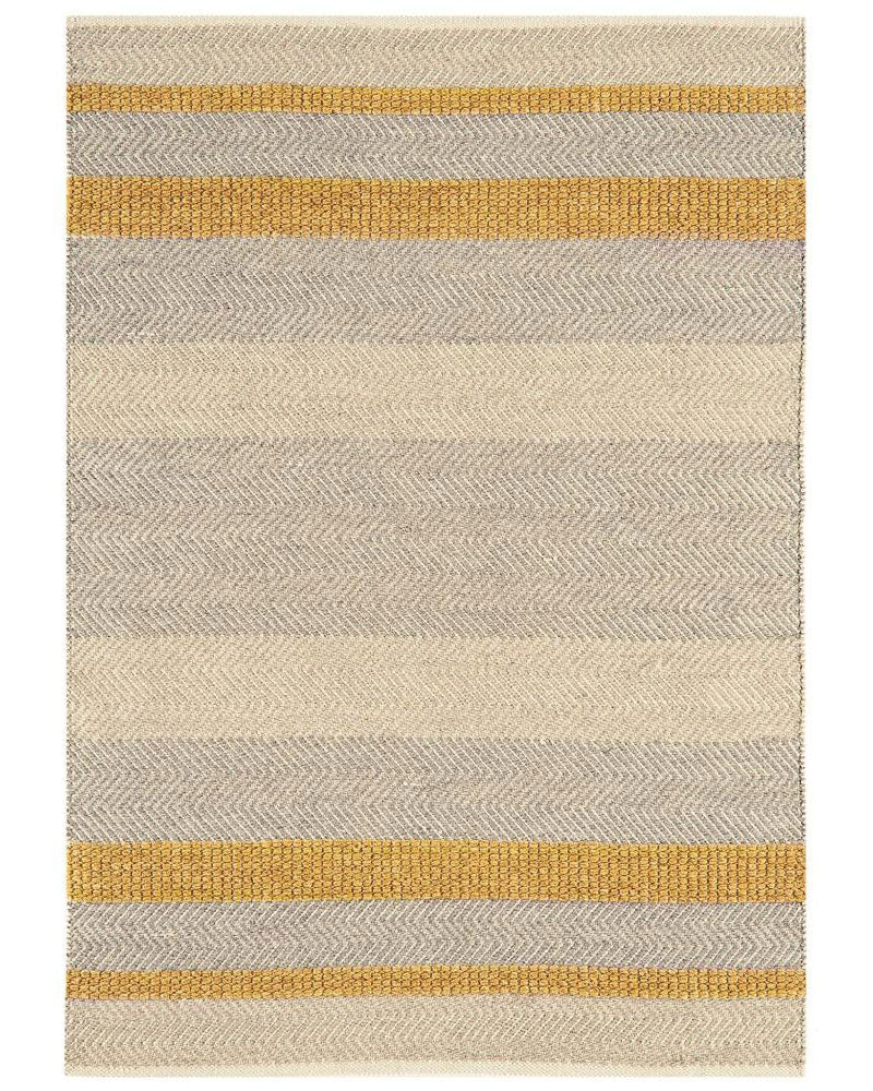 FIELDS OCHRE BEIGE FLATWEAVE JUTE WOOL HERRINGBONE RUG