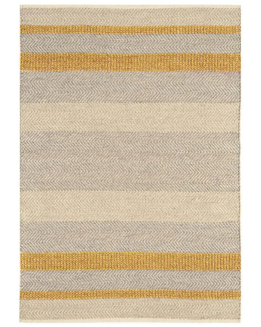 FIELDS OCHRE BEIGE FLATWEAVE JUTE WOOL HERRINGBONE RUG