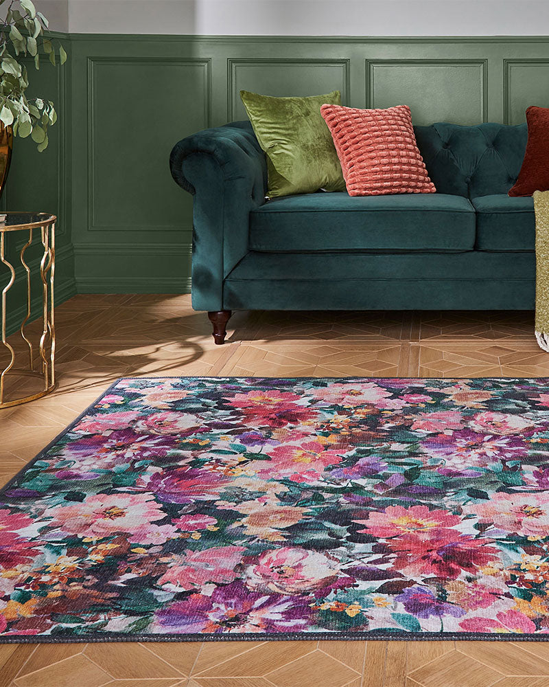 CLARKE & CLARKE TAHITI FUCHSIA MACHINE WASHABLE RUG