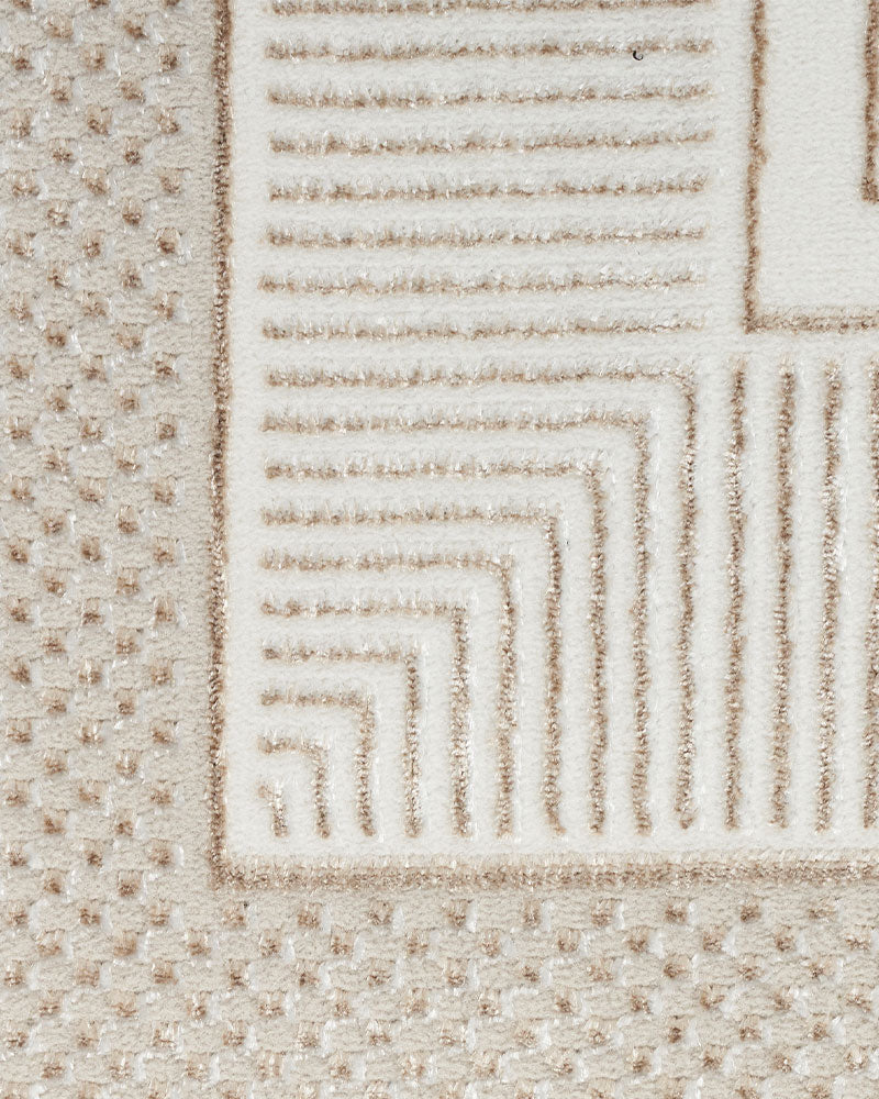GLITZ GLZ07 BORDER RUG IVORY GREY GOLD