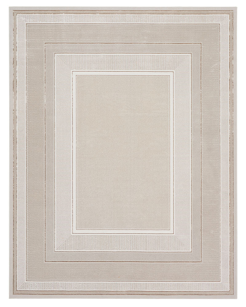 GLITZ GLZ07 BORDER RUG IVORY GREY GOLD
