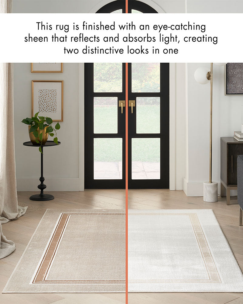 GLITZ GLZ08 BORDER RUG IVORY GOLD