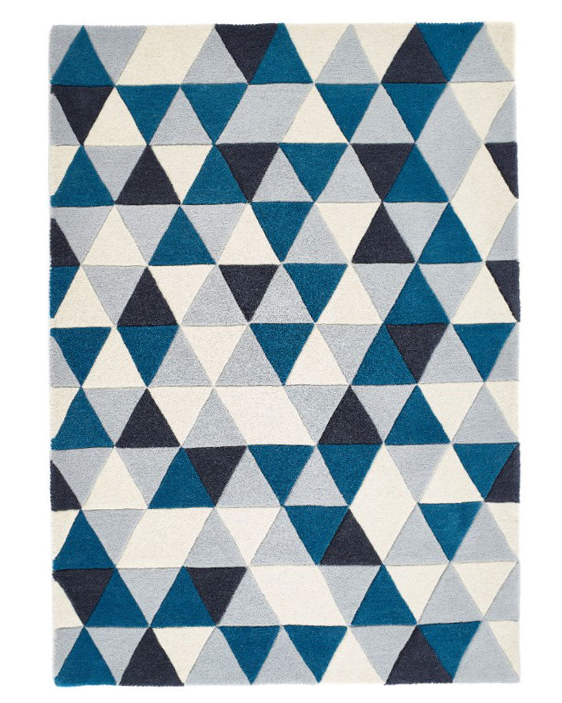 ORIGINS HONEYCOMB WOOL BLUE RUG