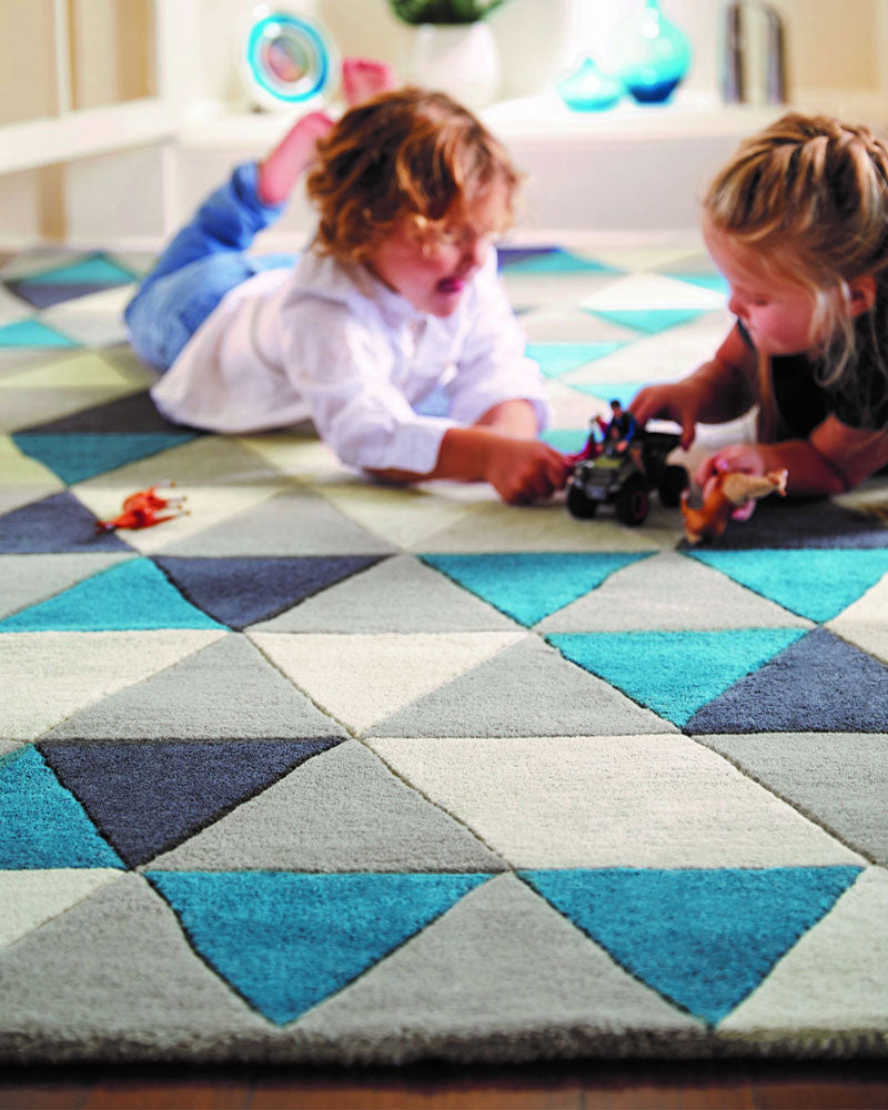 ORIGINS HONEYCOMB WOOL BLUE RUG