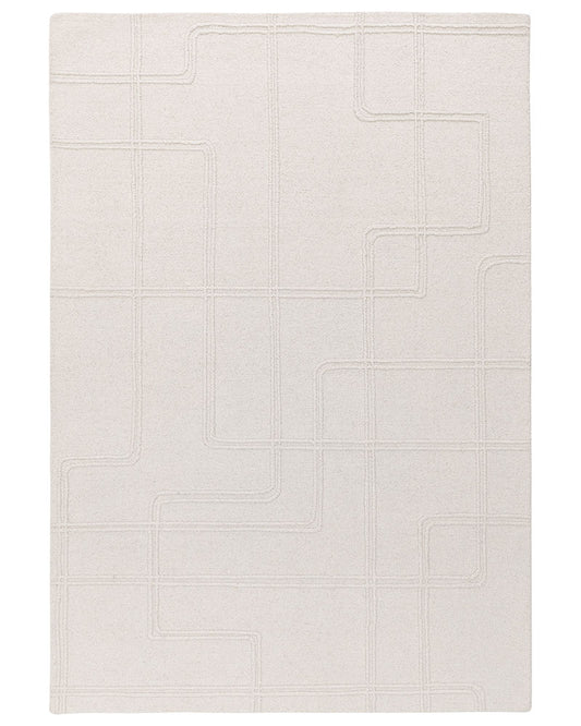 ADA IVORY TEXTURED GEOMETRIC WOOL LOOP RUG